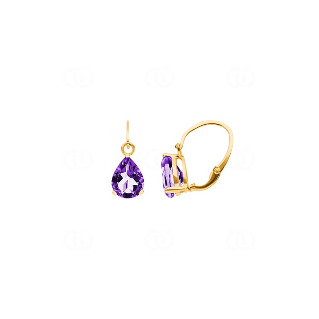 Boucle d'oreilles or jaune 750/18 ct avec améthyste - 8399.1A