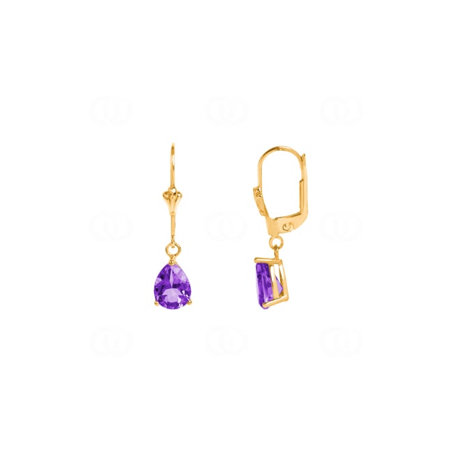 Ohrringe 750/18 K Gelbgold mit Amethyst Tropfen - 8213.2A