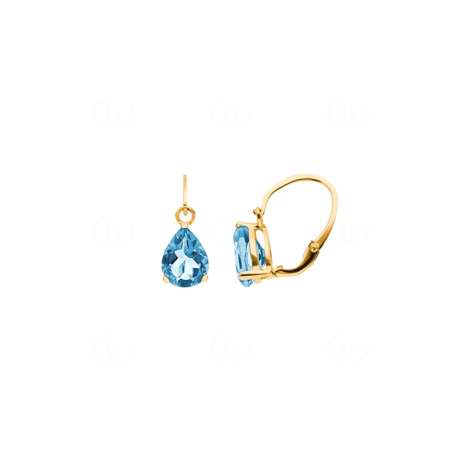 Boucle d'oreilles or jaune 750/18 ct avec topaze bleue poire - 8399.1T