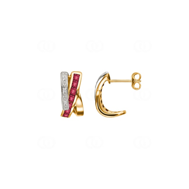 Earrings 750/18 K Yellow Gold with Rubies 1.09ct. and Diamonds 0.02ct. - MY209BRB4