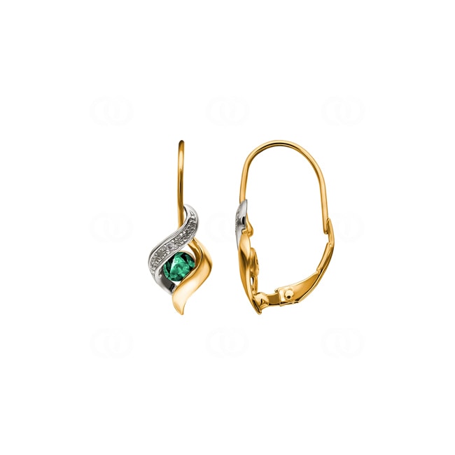 Earrings 750/18 K Yellow Gold with Emerald and Diamond 0.01ct. - MC384BEB5