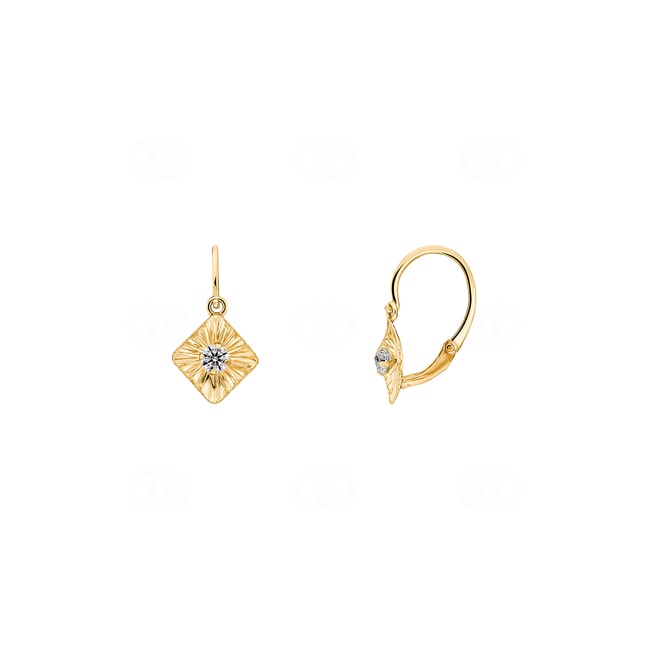 Earrings 750/18 K Yellow Gold with Cubic Zirconia - 8061Z