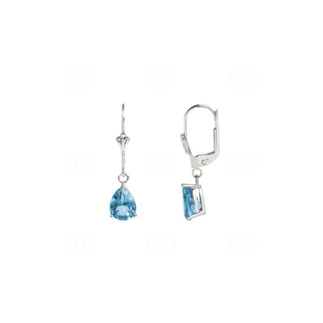 Boucle d'oreilles or gris 750/18 ct avec topaze bleue poire - 8213.2GT
