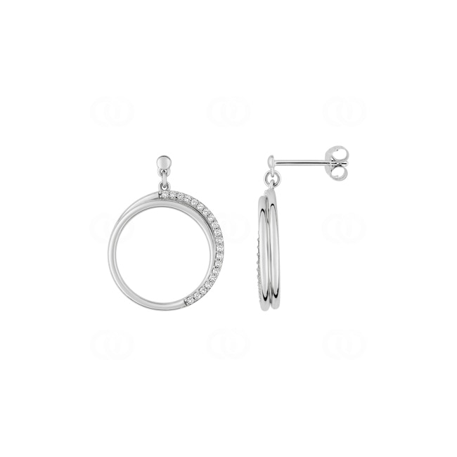 Boucles d'oreilles argent 925 rhodié Circle avec zirconia - ASWA132Z