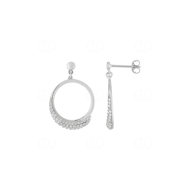 Ohrringe 925 Silber rhodiniert Kreis mit Zirkonia - ASWA153Z