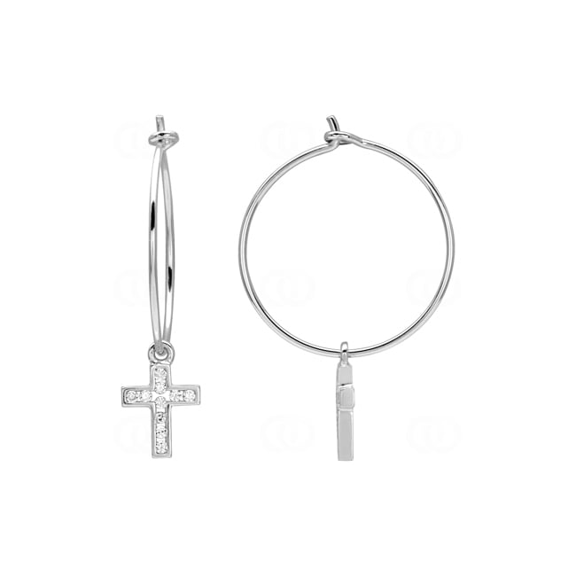 Earrings 925 Silver rhodium-plated Cross with Cubic Zirconia - 335701.1