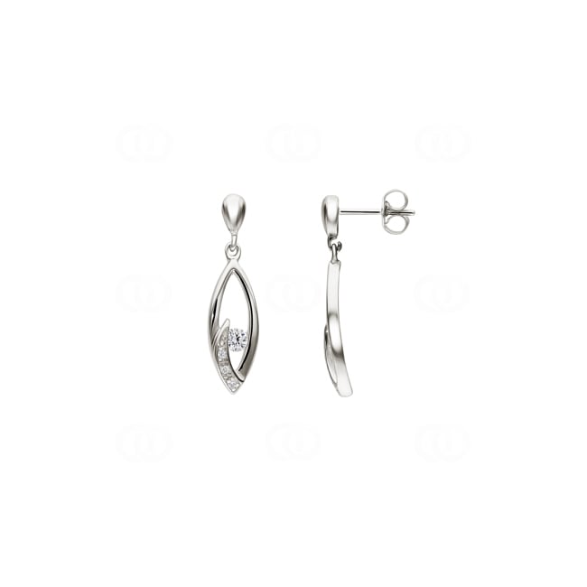 Earrings 925 Silver rhodium-plated with round Cubic Zirconia - 305782.1