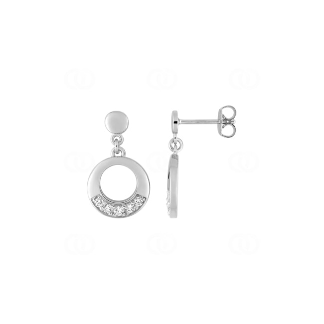 Boucles d'oreilles Argent 925 rhodié avec zircones ronde - 335738.1