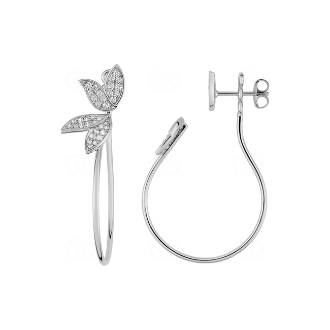 Boucles d'oreilles argent 925 rhodié Papillon avec zirconia - ASWA263Z