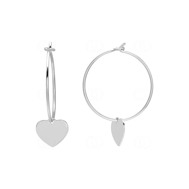 Earrings 925 Silver rhodium-plated Ø 20mm, Heart - 335697