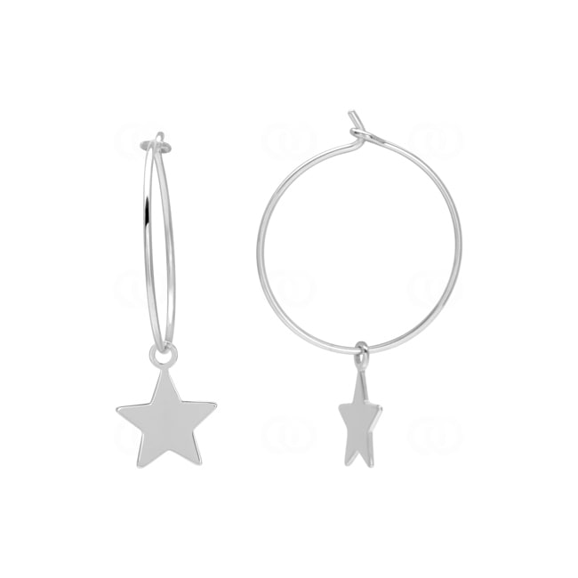 Earrings 925 Silver rhodium-plated Ø 20mm, Star - 335696
