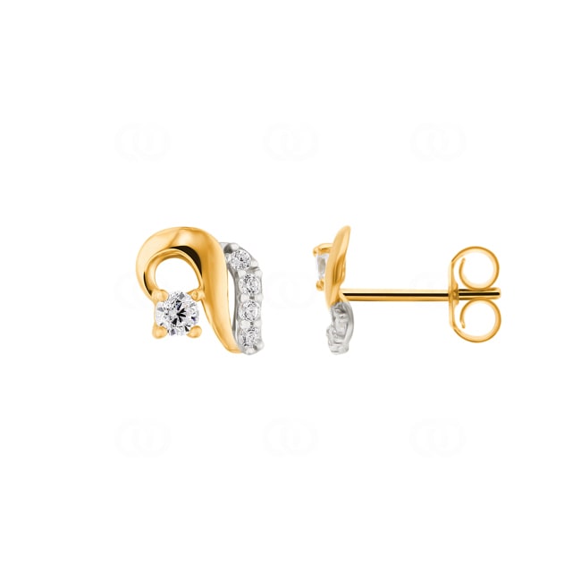 Stud Earrings 375/9 K Yellow Gold with Cubic Zirconia - 29SH98BZ