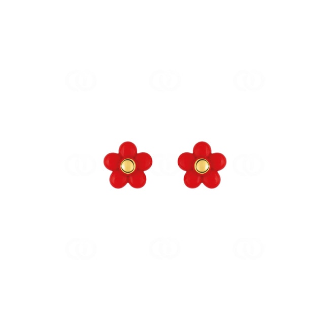 Ohrstecker 375/9 K Gelbgold Blumen lackiert - S12.28001