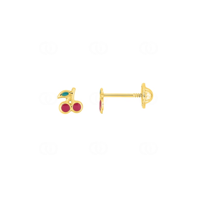 Ohrstecker 375/9 K Gelbgold Kirschen lackiert - 29LM77JL