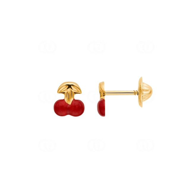 Ohrstecker 375/9 K Gelbgold Kirschen lackiert - 650097