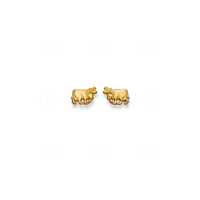 Stud Earrings 375/9 K Yellow Gold Cow - 4163.02422/0001