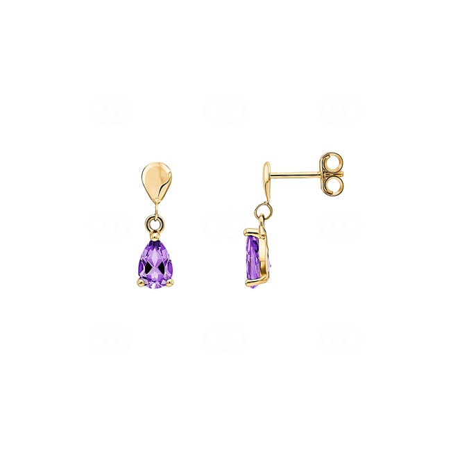 Boucles d'oreilles pendantes or jaune 375/9 ct améthyste poire - 293037.A0