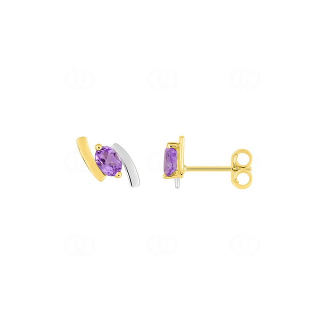 Ohrstecker 375/9 K Gelbgold mit Amethysten - 297139.A3