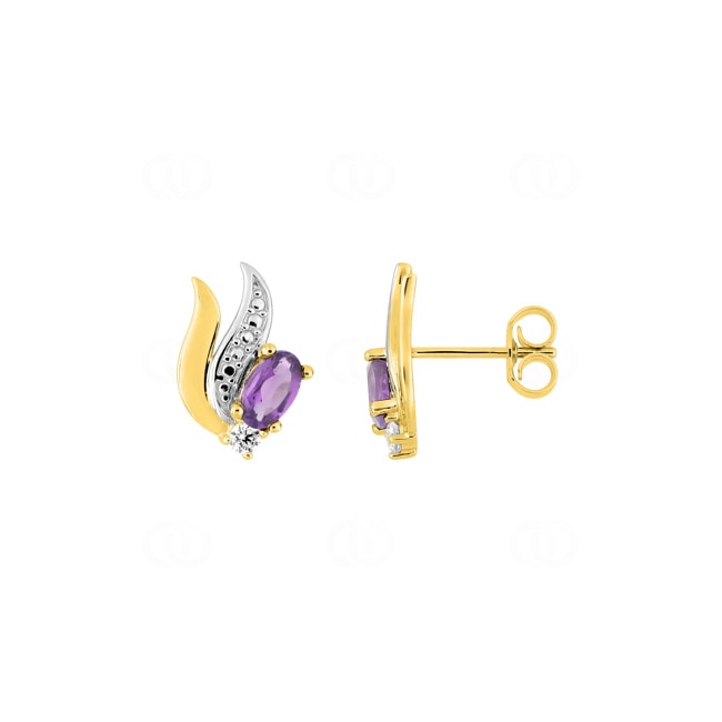Ohrstecker 375/9 K Gelbgold mit Amethysten & Zirkonia - 293062.A3