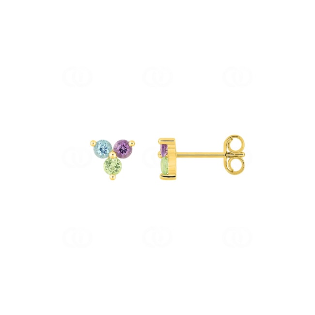 Clous d'oreilles or jaune 375/9 ct avec multi-pierres fines - 297496.V0