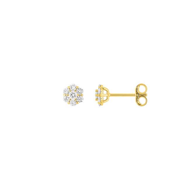 Clous d'oreilles or jaune 375/9 ct avec diamants de laboratoire 0.30 ct - 9KLGD077Y