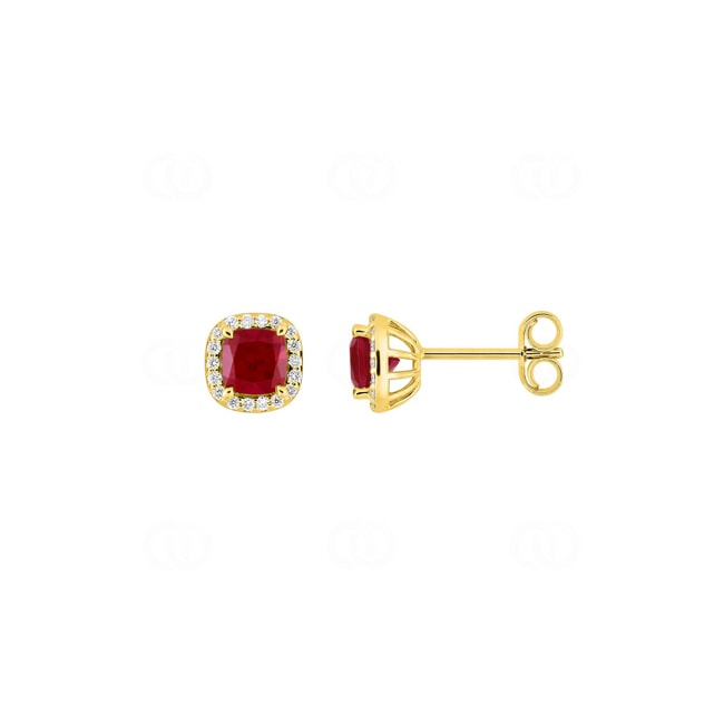 Ohrstecker 375/9 K Gelbgold mit Lab Grown Rubin & Diamanten 0.11 ct - 9KLGR230Y