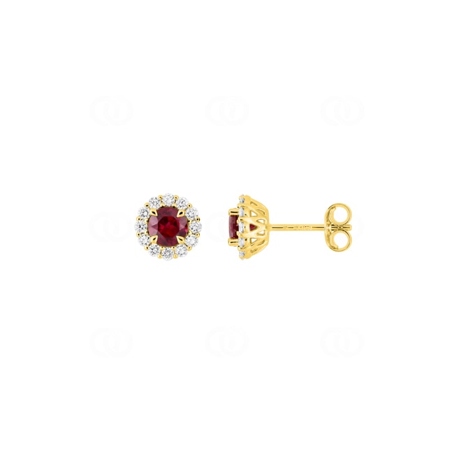 Ohrstecker 375/9 K Gelbgold mit Lab Grown Rubin & Diamanten 0.26 ct - 9KLGR107Y