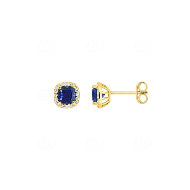 Ohrstecker 375/9 K Gelbgold mit Lab Grown Saphir & Diamanten 0.11 ct - 9KLGS230Y