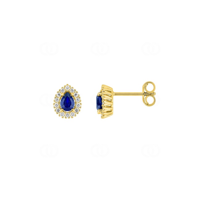 Ohrstecker 375/9 K Gelbgold mit Lab Grown Saphir & Diamanten 0.14 ct - 9KLGS222Y