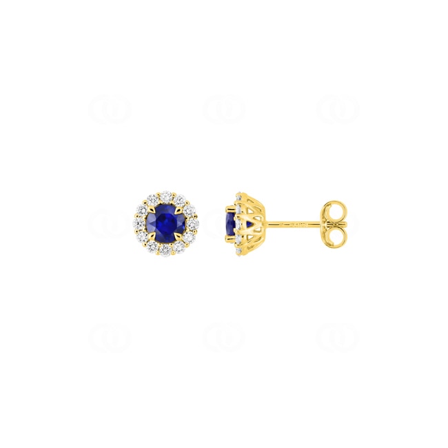 Ohrstecker 375/9 K Gelbgold mit Lab Grown Saphir & Diamanten 0.26 ct - 9KLGS107Y