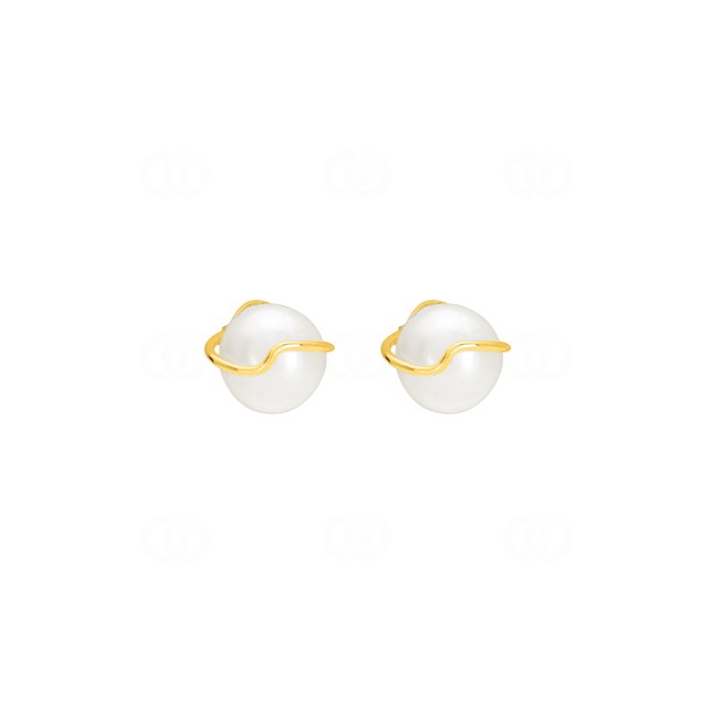 Clous d'oreilles or jaune 375/9 ct avec perles 8mm - 9K8515P