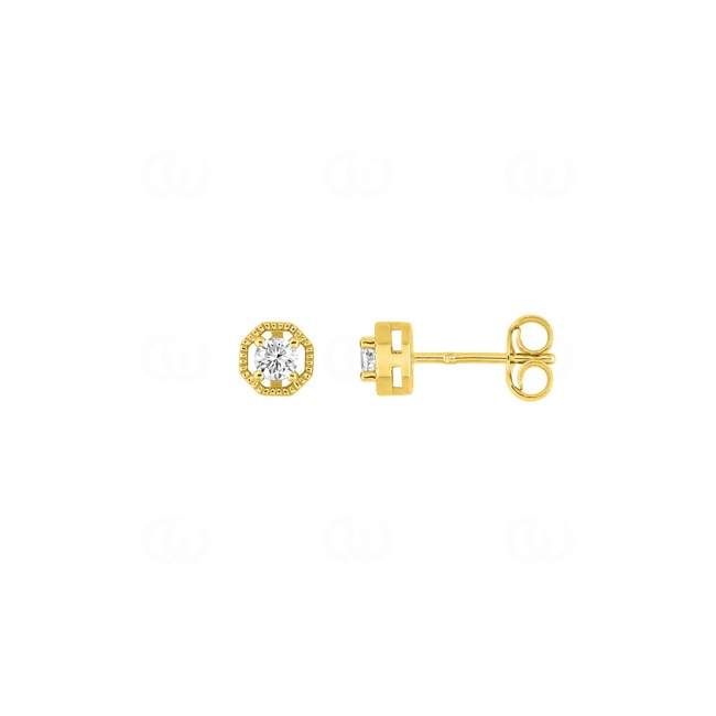 Clous d'oreilles or jaune 375/9 ct avec zircones - 297362.Z0