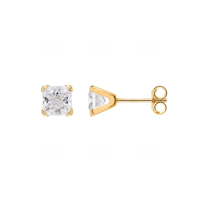 Stud Earrings 375/9 K Yellow Gold with square Cubic Zirconia 5mm Stud Earrings 375/9 K Yellow Gold with square Cubic Zirconia 5mm - 9K8038.5Z