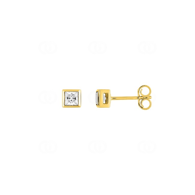 Stud Earrings 375/9 K Yellow Gold with square Cubic Zirconia - 297229.Z0