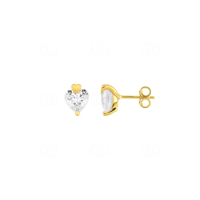 Clous d'oreilles or jaune 375/9 ct avec zircones cœurs Clous d'oreilles or jaune 375/9 ct avec zircones cœurs - 297132.Z0