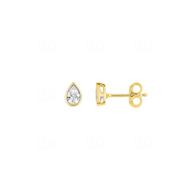 Clous d'oreilles or jaune 375/9 ct avec zircones poires - 297121.Z0
