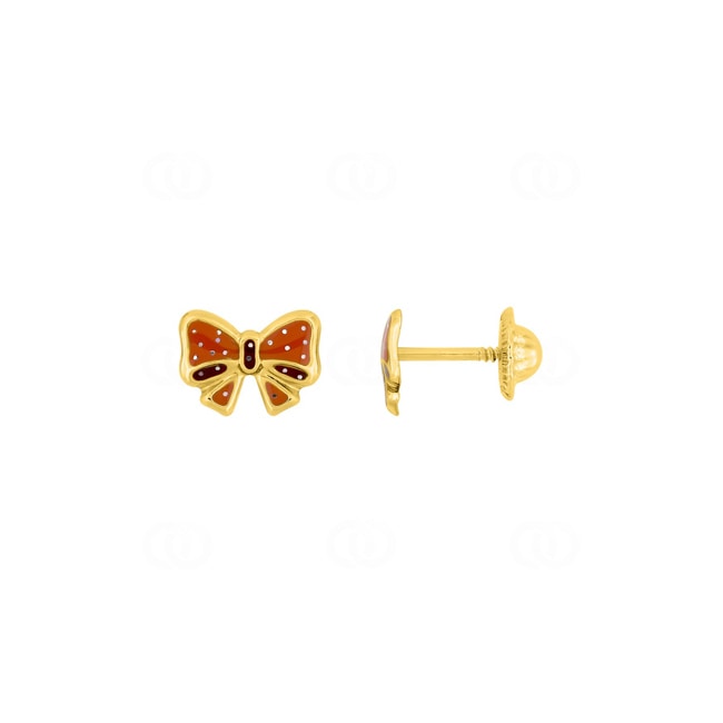 Clous d'oreilles or jaune 375/9 ct Nœud laqué - 29LM75JL
