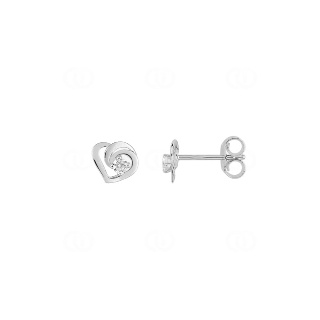 Ohrstecker 375/9 K Weissgold Herz mit Zirkonia - 29SI75GZ