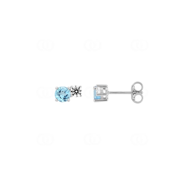 Ohrstecker 375/9 K Weissgold mit Blautopas & Zirkonia - 297310.T1