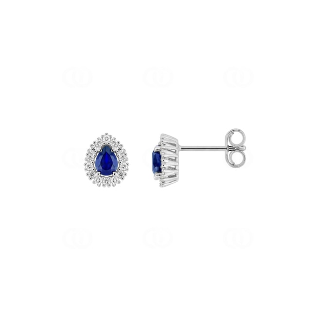 Ohrstecker 375/9 K Weissgold mit Lab Grown Saphir & Diamanten 0.14 ct - 9KLGS222W