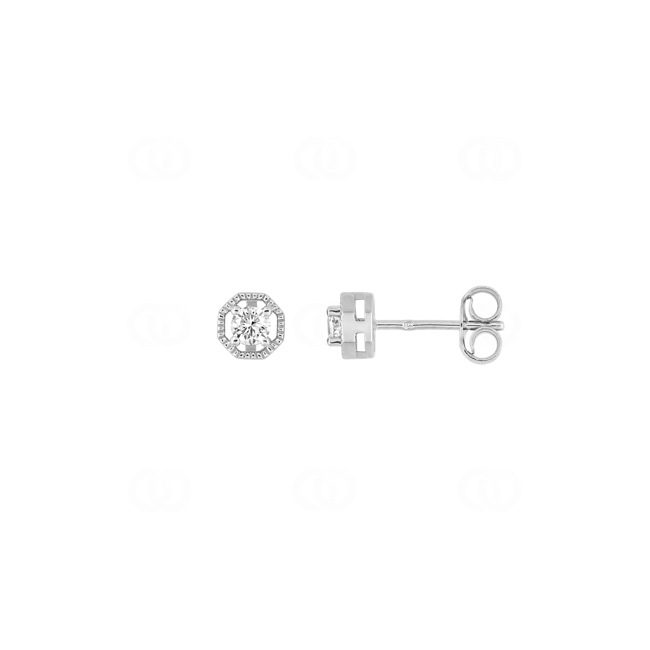 Clous d'oreilles or gris 375/9 ct avec zircones - 297362.Z1