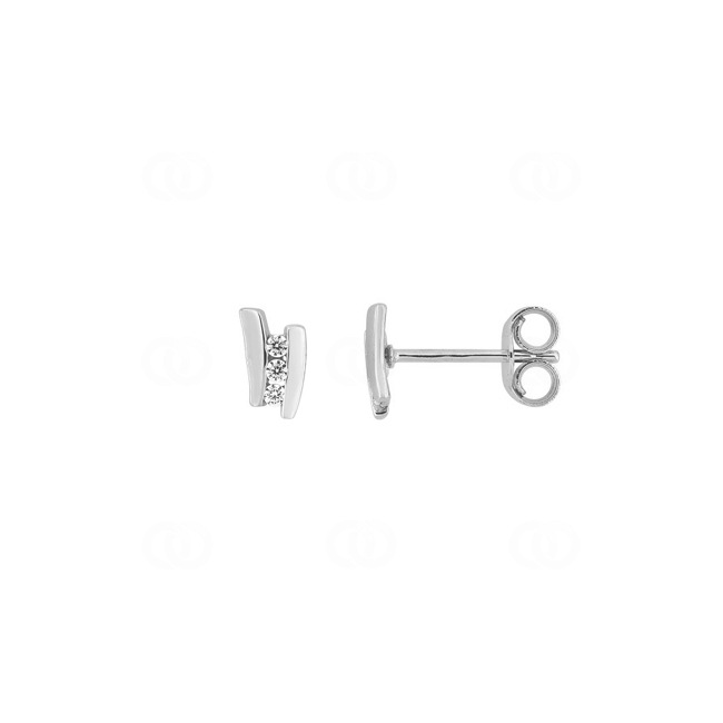 Stud Earrings 375/9 K White Gold with Cubic Zirconia Trilogy - 29SJ61GZ