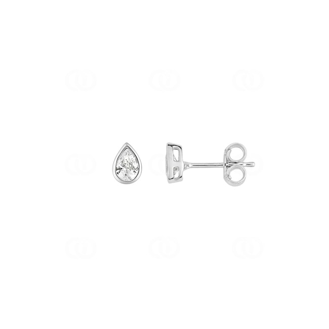 Stud Earrings 375/9 K White Gold with Pear Cut Cubic Zirconia - 297121.Z1