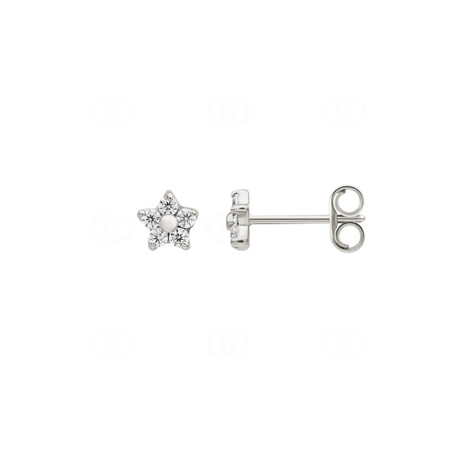 Clous d'oreilles or gris 375/9 ct Étoiles avec zircones - 293005.Z1