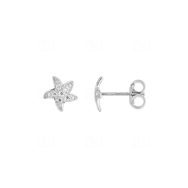 Stud Earrings 375/9 K White Gold Star with Cubic Zirconia - 297145.Z1