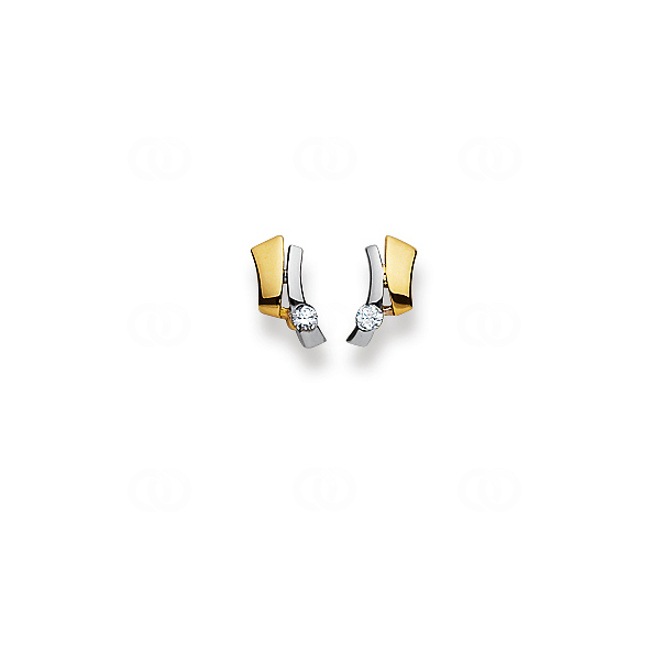 Clous d'oreilles or bicolore 750/18 ct avec zircones - 1562.03031/0001