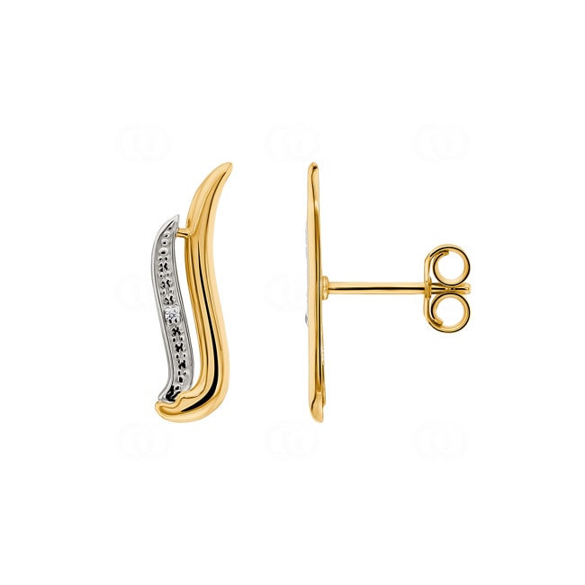 Stud Earrings 750/18 K Yellow and White Gold with Diamonds 0.01ct. H/p1 - S18.21005