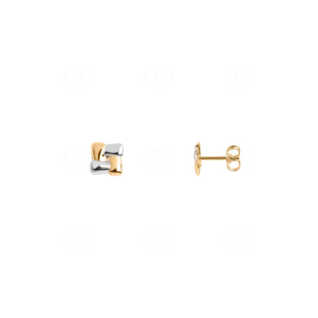 Stud Earrings 750/18 K Yellow Gold Two-tone - 8305