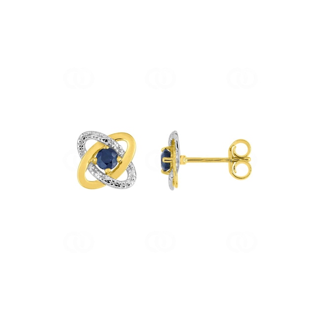 Stud Earrings 750/18 K Yellow Gold two-tone with Sapphires - 2.7133.S3