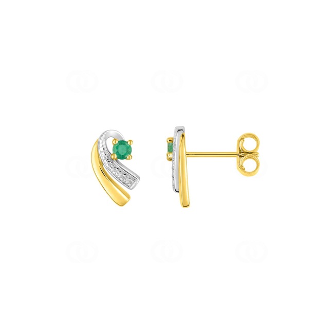 Ohrstecker 750/18 K Gelbgold bicolor mit Smaragden - 2.7130.E3